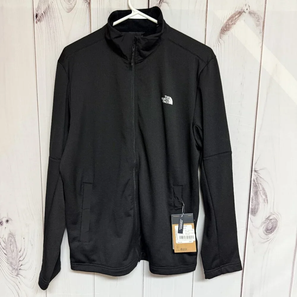 The North Face Wayroute Full Zip Jacket Mens M Black Grid Fleece NWT‎